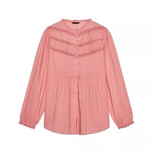 Zara Coral-Pink Lace Romantic Blouse